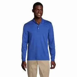 Lands' End Men's Long Sleeve Performance Pima Polo Shirt