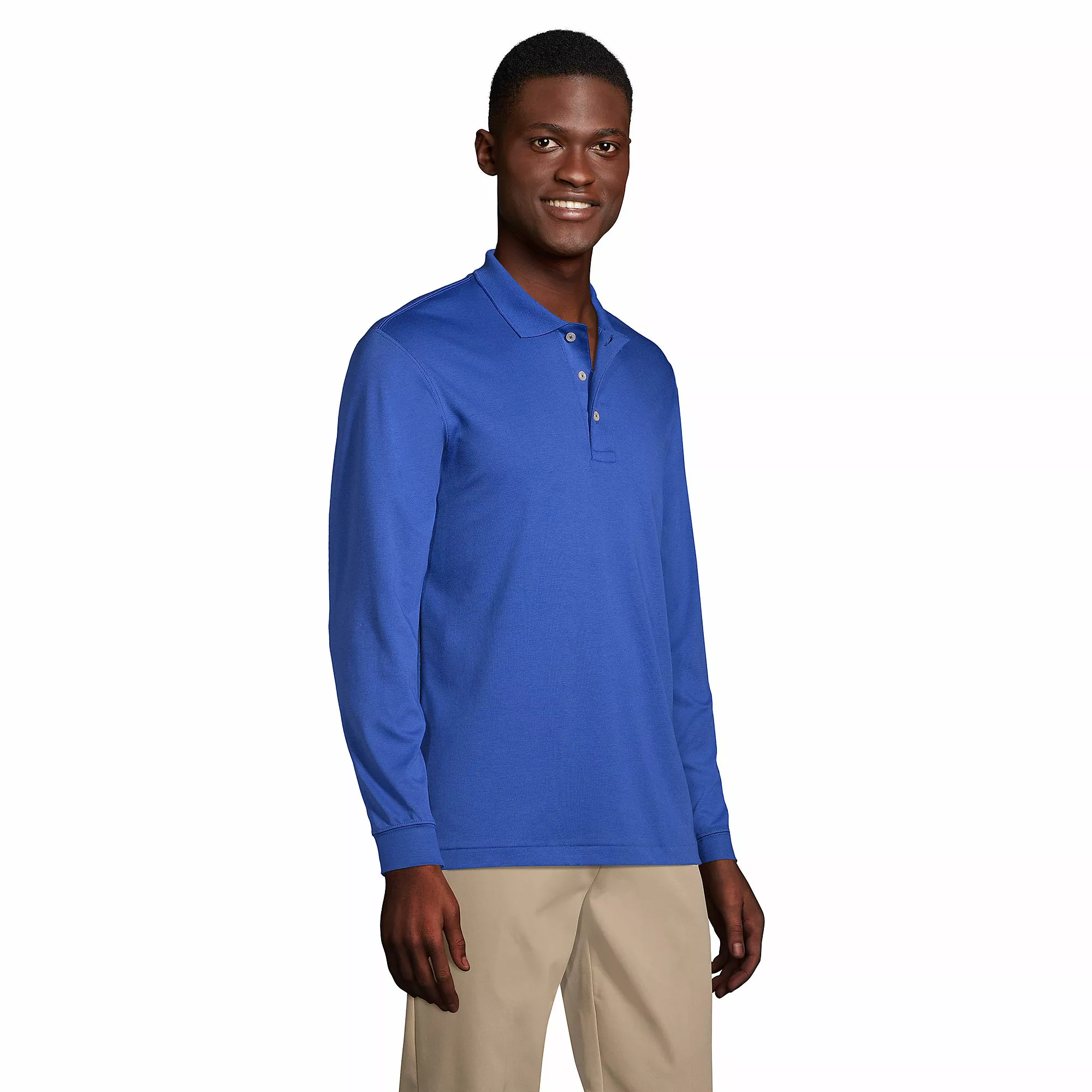 Lands' End Men's Long Sleeve Performance Pima Polo Shirt - Image 3