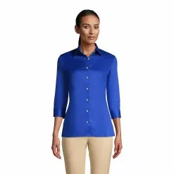 Lands' End Women's 3/4 Sleeve Performance Twill Shirt