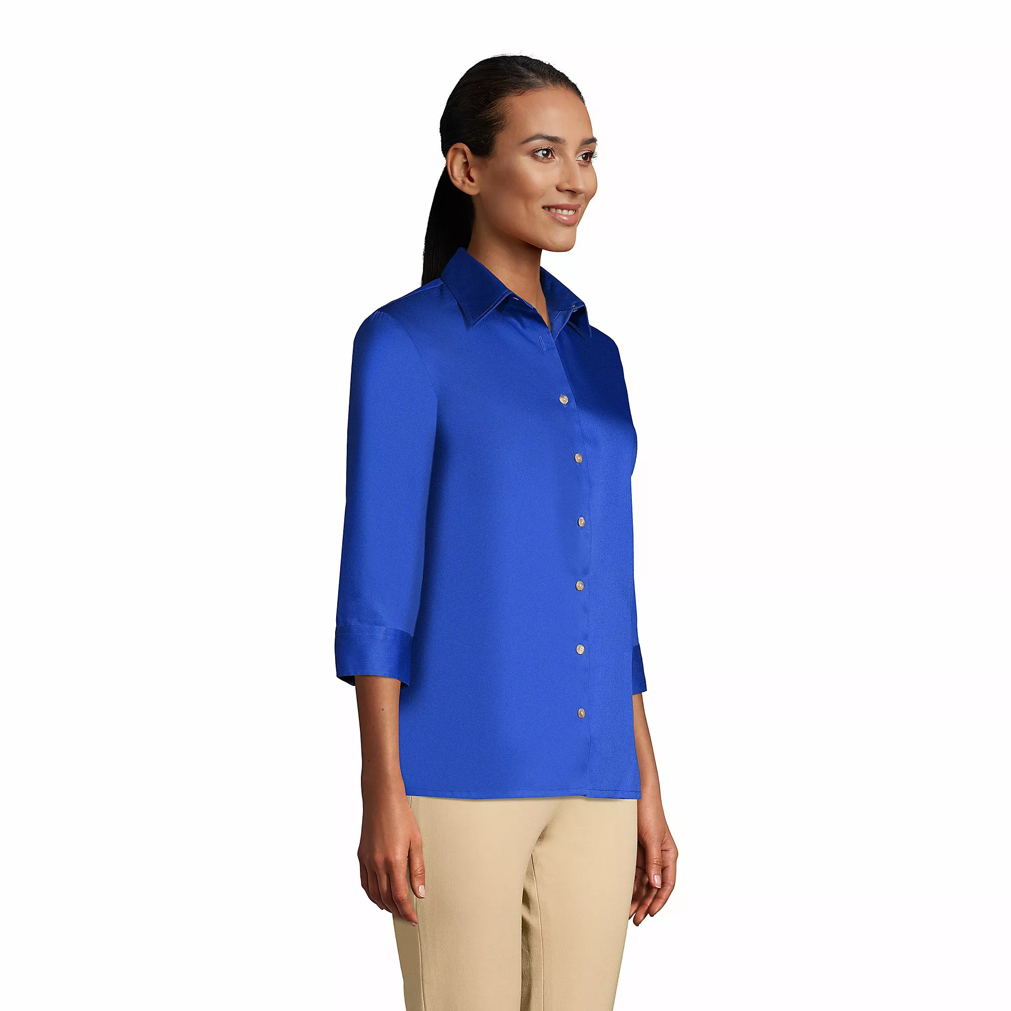 Lands' End Women's 3/4 Sleeve Performance Twill Shirt - Image 3