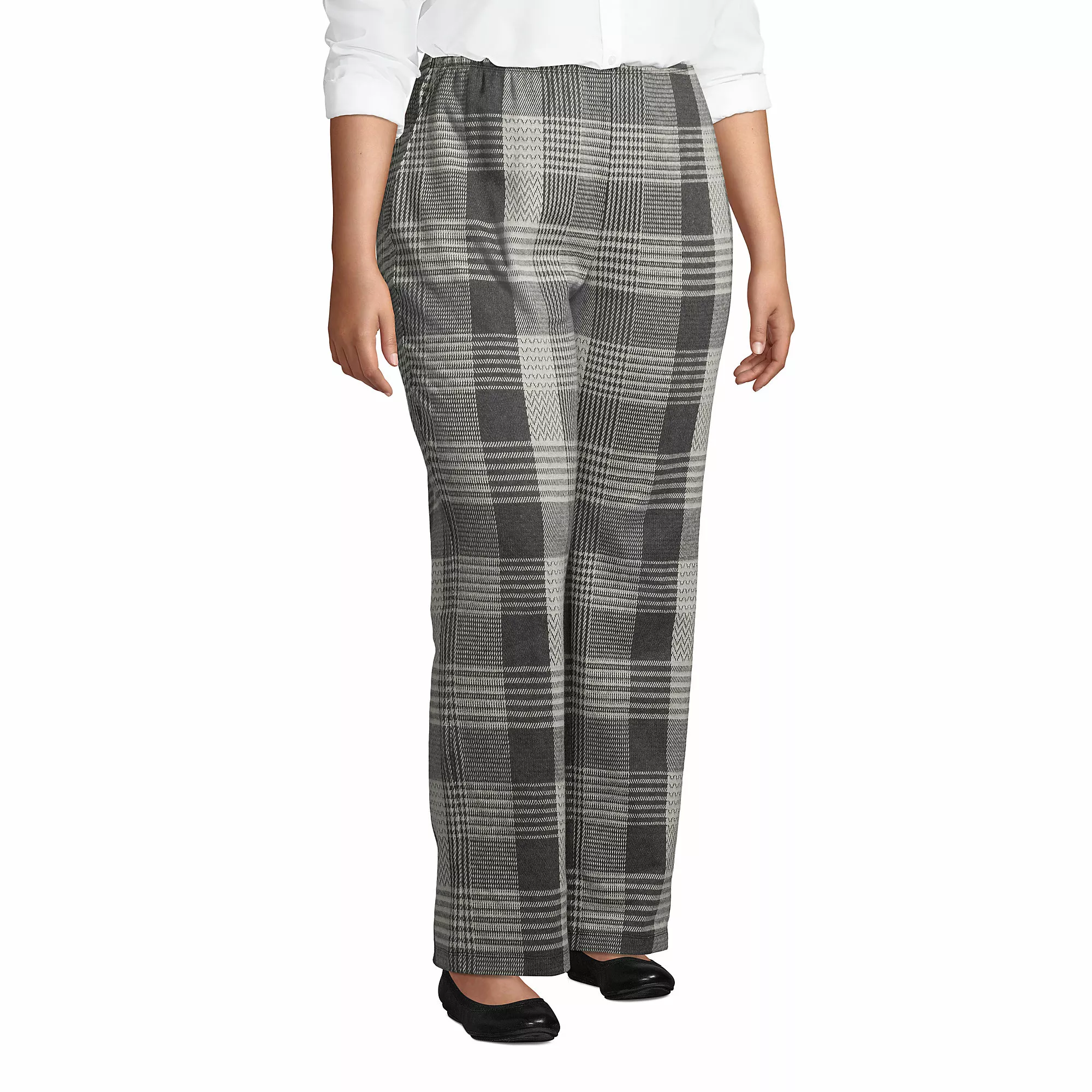 Lands' End Women's Plus Size Sport Knit High Rise Elastic Waist Pull On Pants - Image 3