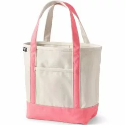 Lands' End Medium Natural Open Top Canvas Tote Bag
