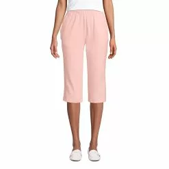 Lands' End Women's Sport Knit High Rise Elastic Waist Pull On Capri Pants