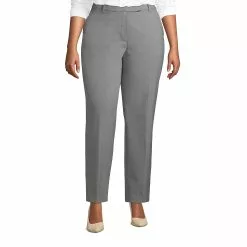 Lands' End Women's Plus Size Washable Wool Straight Modern Pants