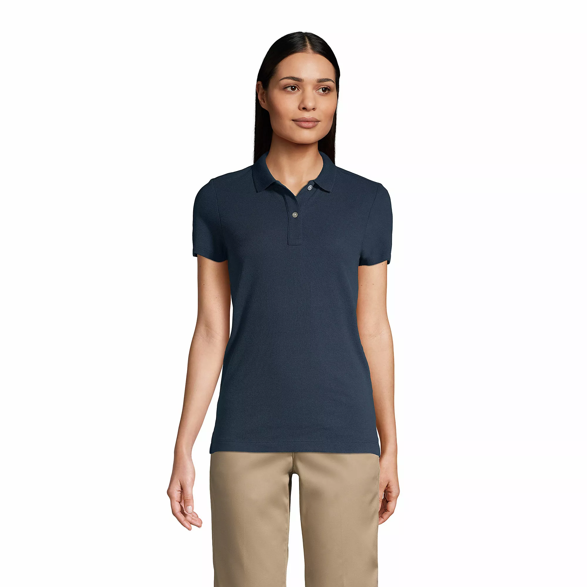 Lands' End Women's Short Sleeve Feminine Fit Mesh Polo Shirt