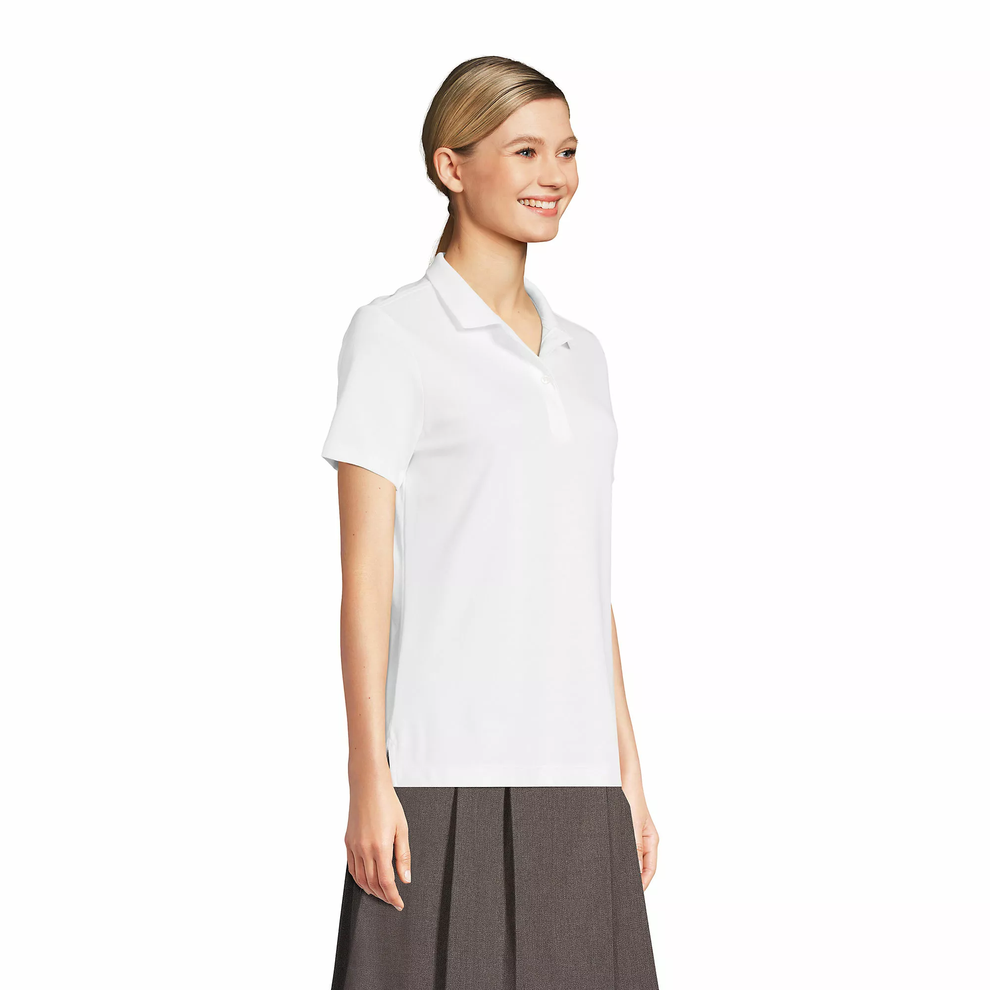 Lands' End Women's Short Sleeve Feminine Fit Interlock Polo Shirt - Image 3