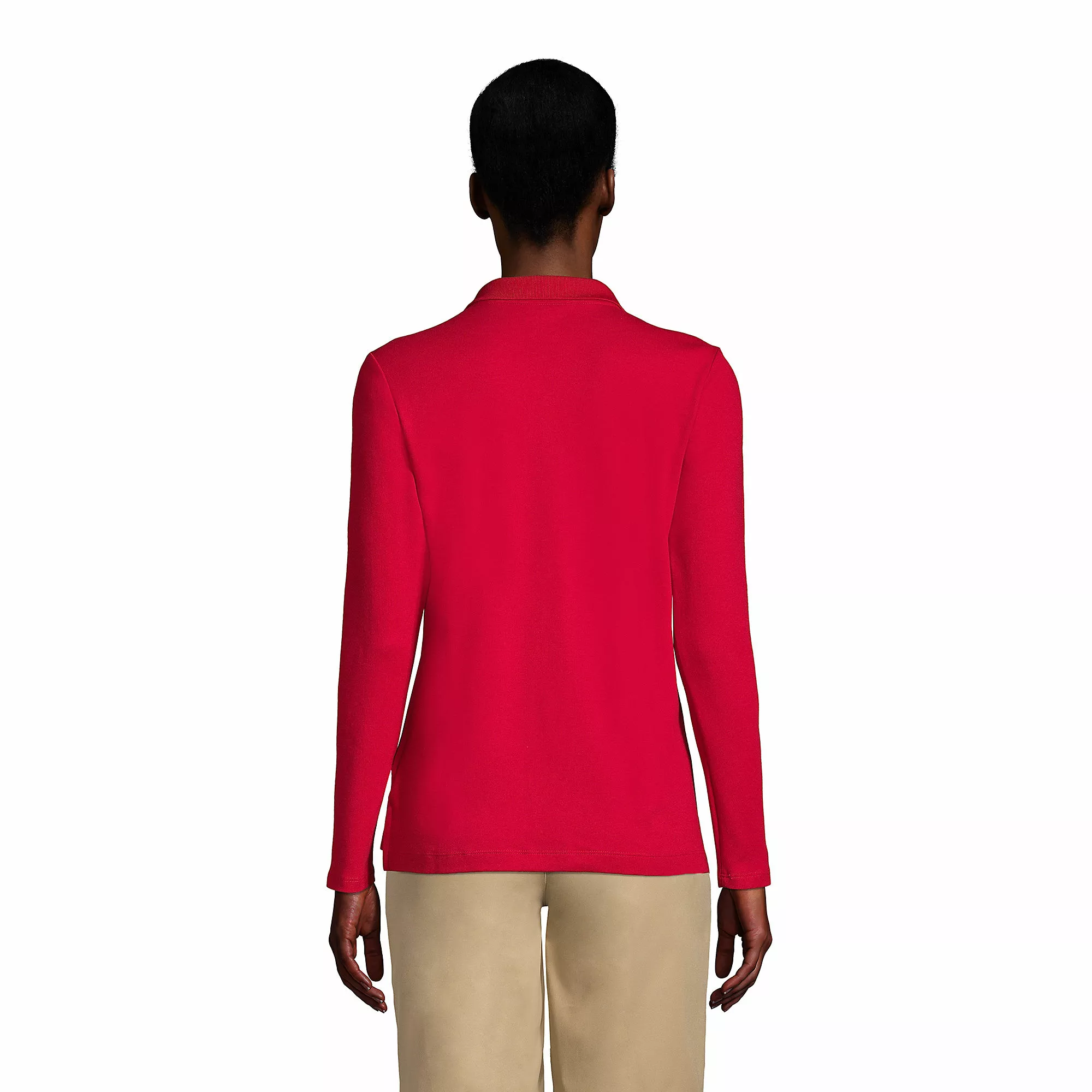 Lands' End Women's Long Sleeve Feminine Fit Interlock Polo Shirt - Image 2