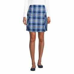 Lands' End Women's Side Pleat Plaid Skort Above The Knee