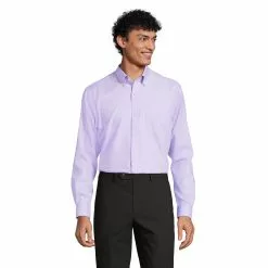 Lands' End Men's Long Sleeve Buttondown No Iron Pinpoint Shirt