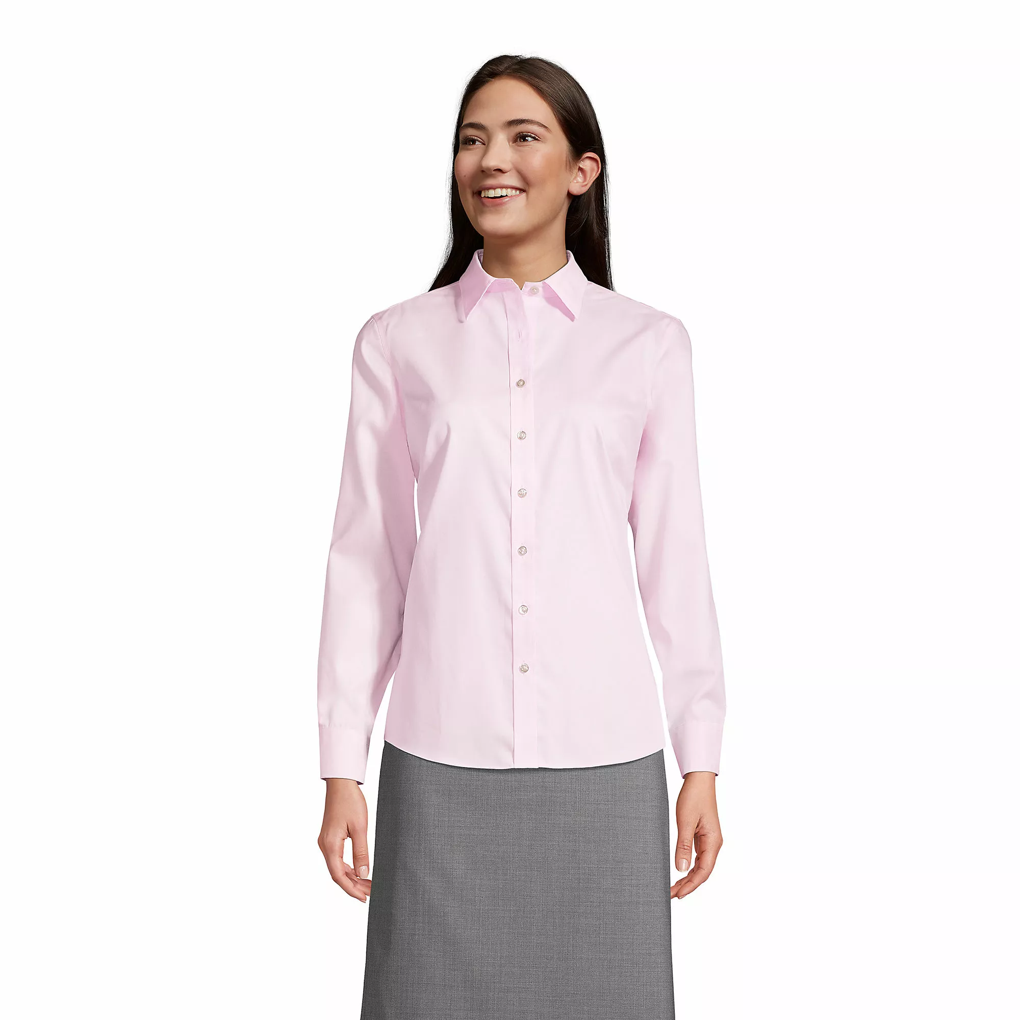 Lands' End Women's Long Sleeve No Iron Pinpoint Shirt