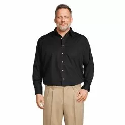 Lands' End Men's Big And Tall Long Sleeve Straight Collar Broadcloth Dress Shirt