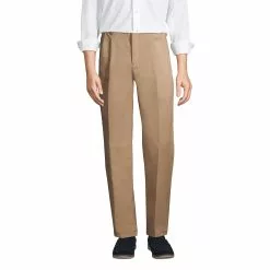 Lands' End Men's Traditional Fit Pleated No Iron Chino Pants