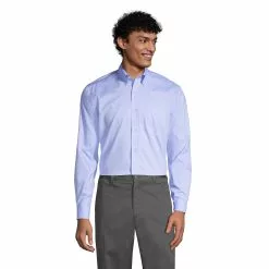 Lands' End Men's Long Sleeve No Iron Pinpoint Dress Shirt