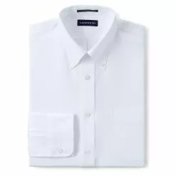 Lands' End Men's Tailored Long Sleeve No Iron Buttondown Pinpoint Shirt