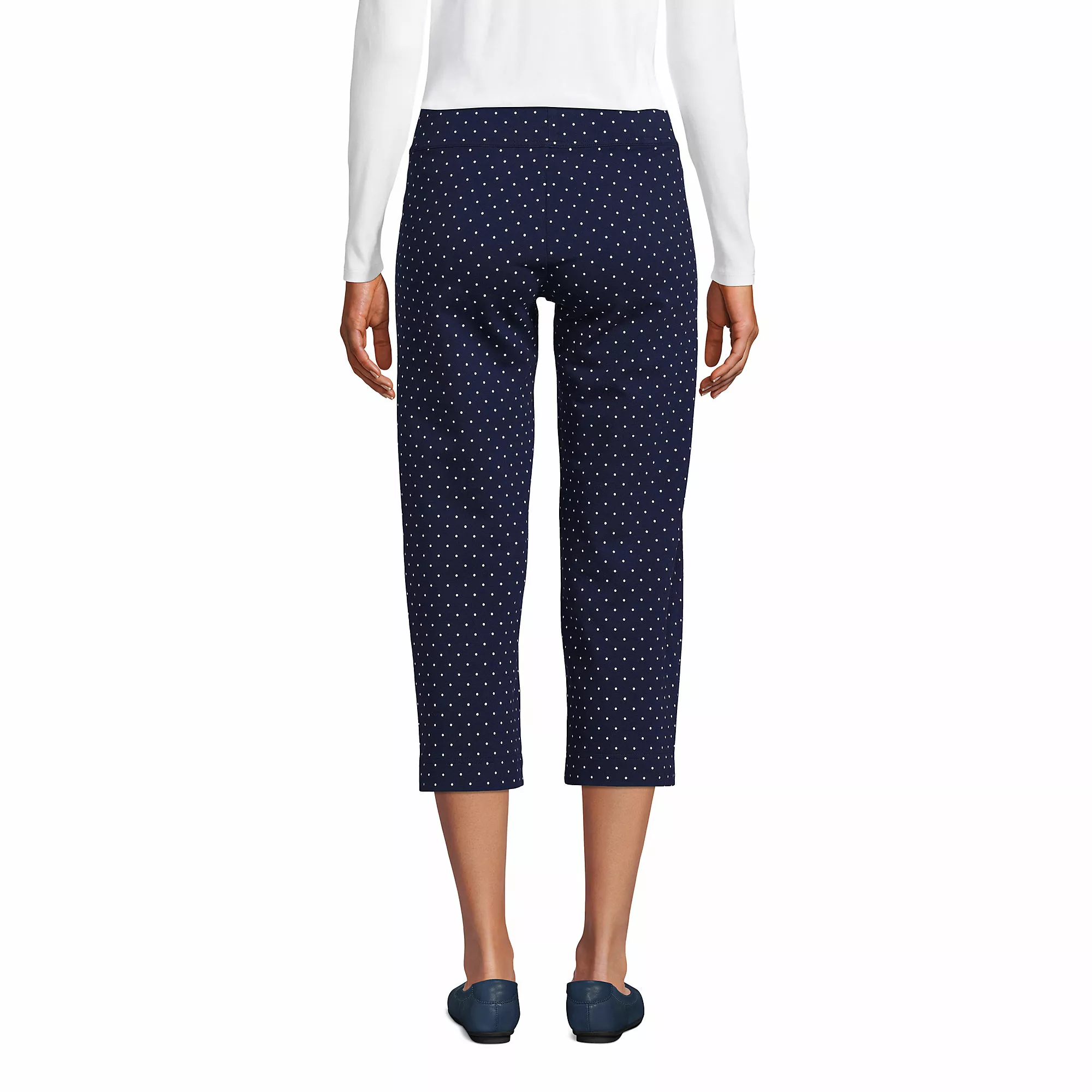 Lands' End Women's Starfish Mid Rise Elastic Waist Pull On Crop Pants - Image 2