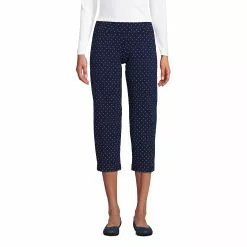 Lands' End Women's Starfish Mid Rise Elastic Waist Pull On Crop Pants