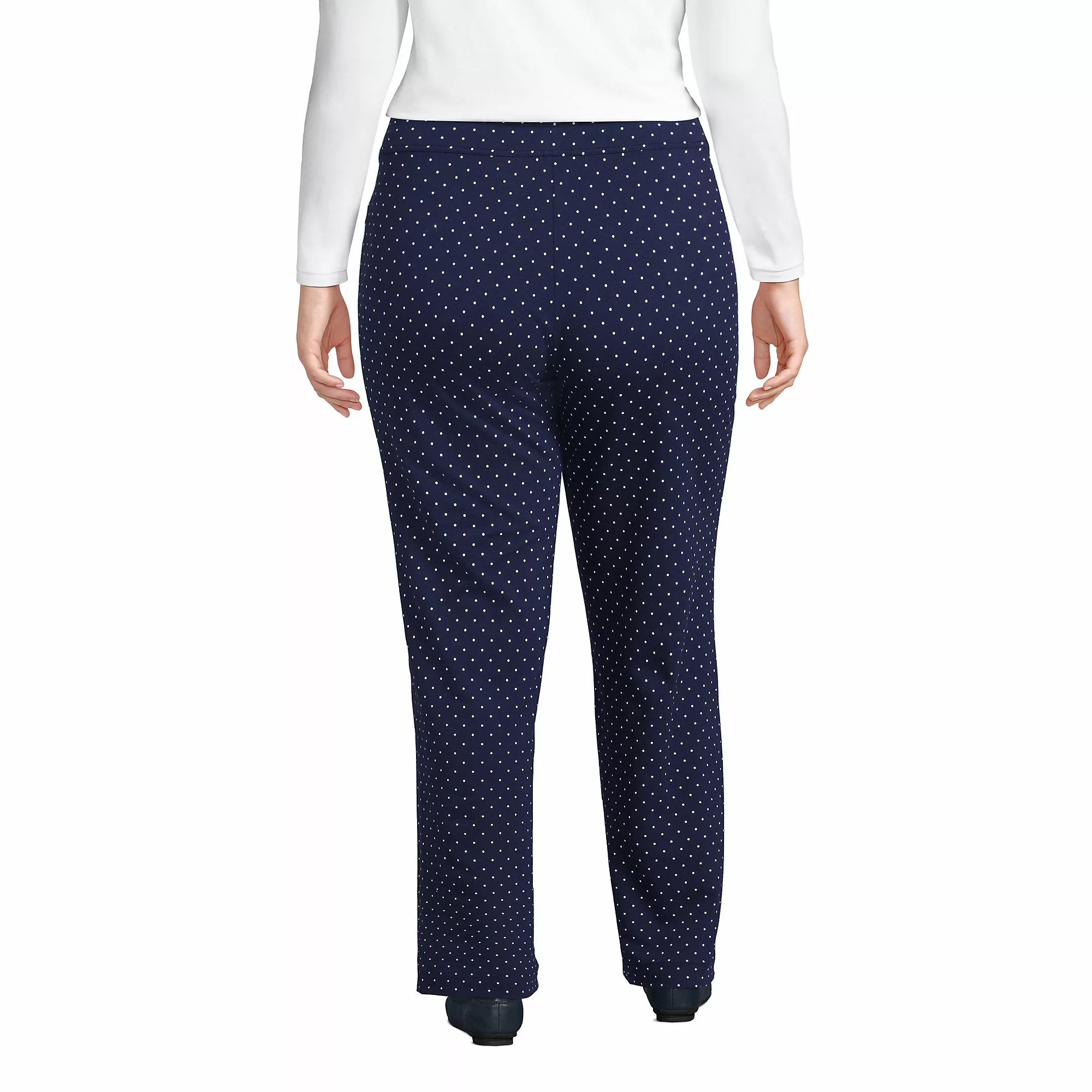 Lands' End Women's Plus Size Starfish Mid Rise Straight Leg Elastic Waist Pull On Pants - Image 2