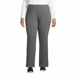 Lands' End Women's Plus Size Starfish Mid Rise Straight Leg Elastic Waist Pull On Pants