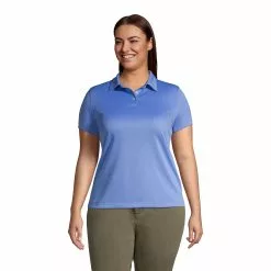Lands' End Women's Plus Size Short Sleeve Active Pique Polo Shirt