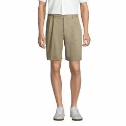 Lands' End Men's Traditional Fit Pleated 9 Inch No Iron Chino Shorts
