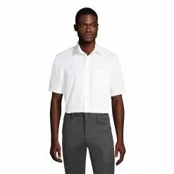 Lands' End Men's Short Sleeve Straight Collar Broadcloth Shirt