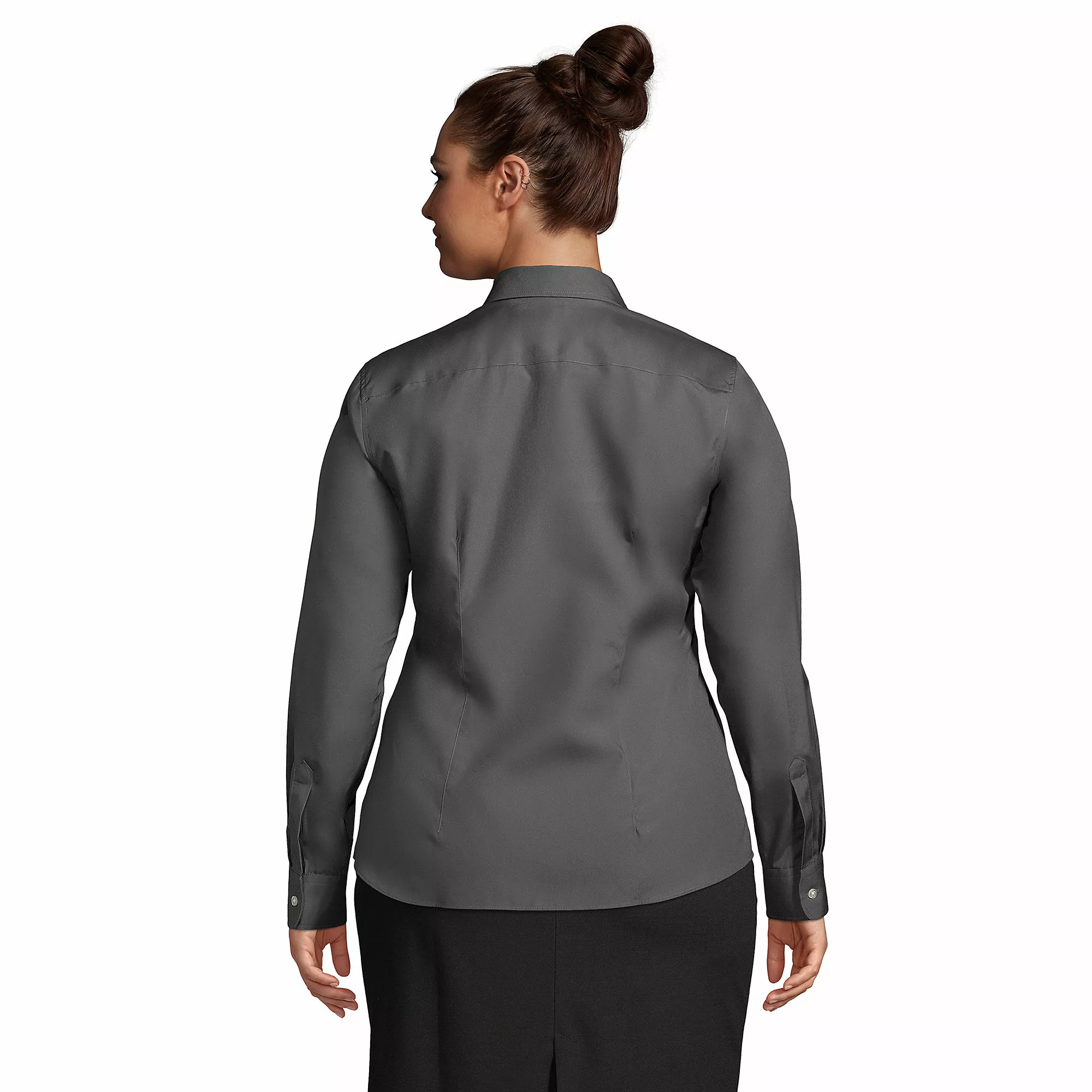 Lands' End Women's Plus Size Long Sleeve No Iron Broadcloth Shirt - Image 2