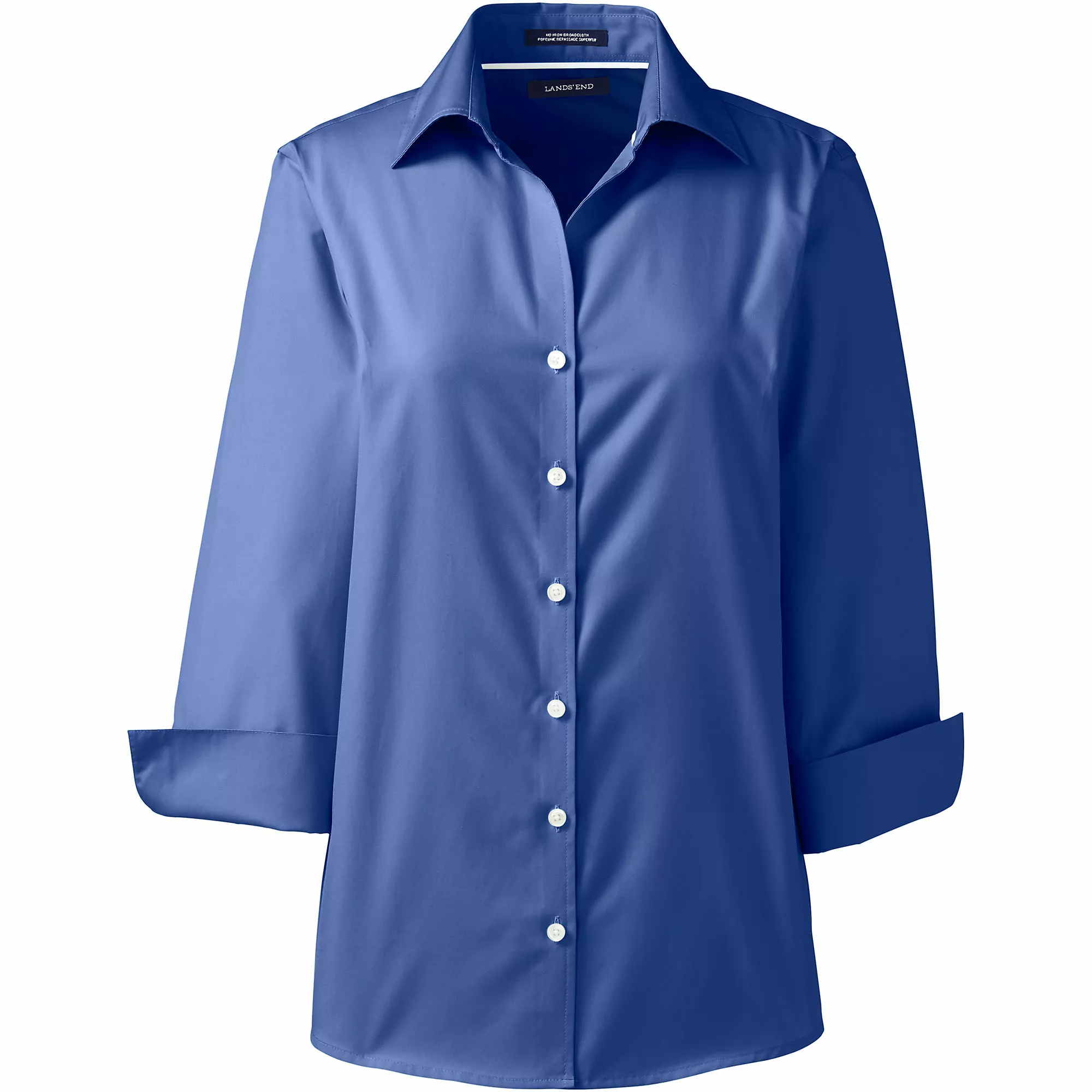 Lands' End Women's Plus Size 3/4 Sleeve No Iron Broadcloth Shirt - Image 5