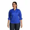 Lands' End Women's Plus Size 3/4 Sleeve No Iron Broadcloth Shirt