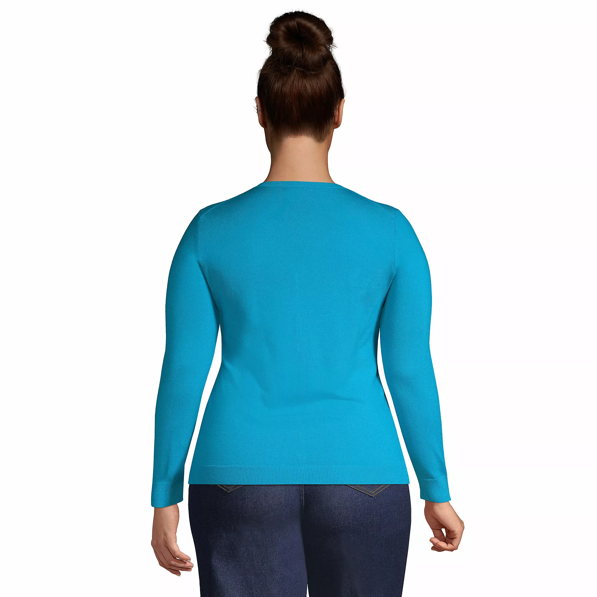 Lands' End Women's Plus Size Performance Crew Cardigan Sweater - Image 2