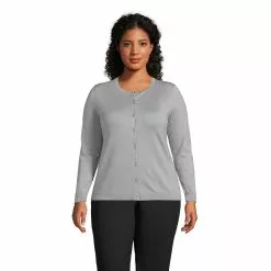 Lands' End Women's Plus Size Performance Crew Cardigan Sweater