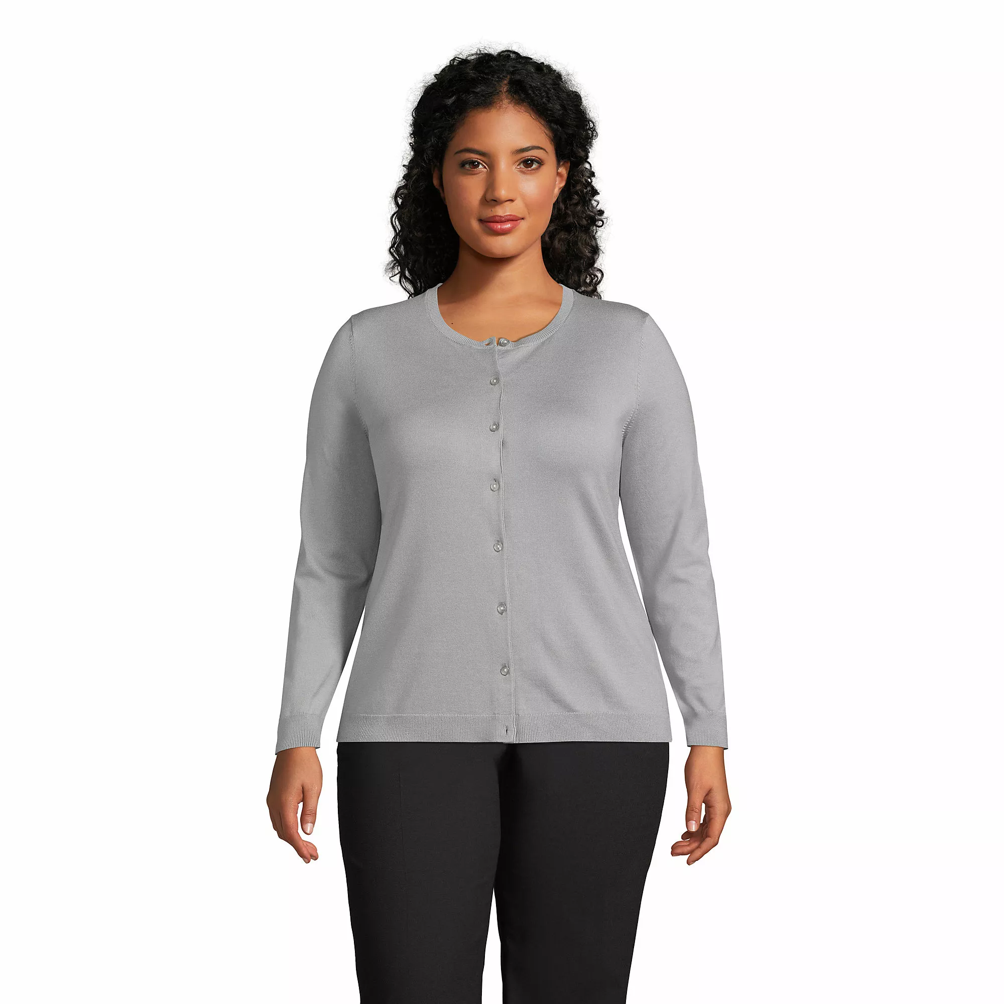 Lands' End Women's Plus Size Performance Crew Cardigan Sweater