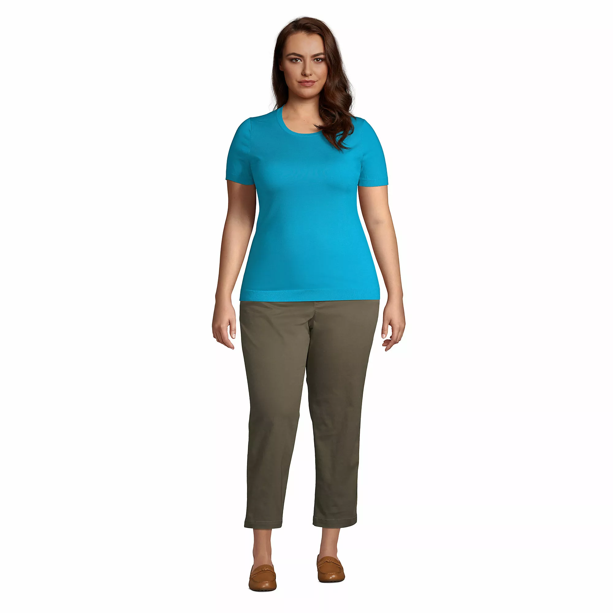 Lands' End Women's Plus Size Short Sleeve Performance Sweater - Image 4