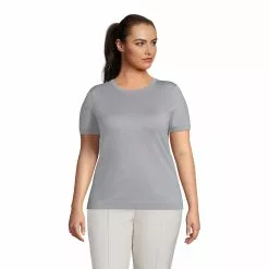 Lands' End Women's Plus Size Short Sleeve Performance Sweater