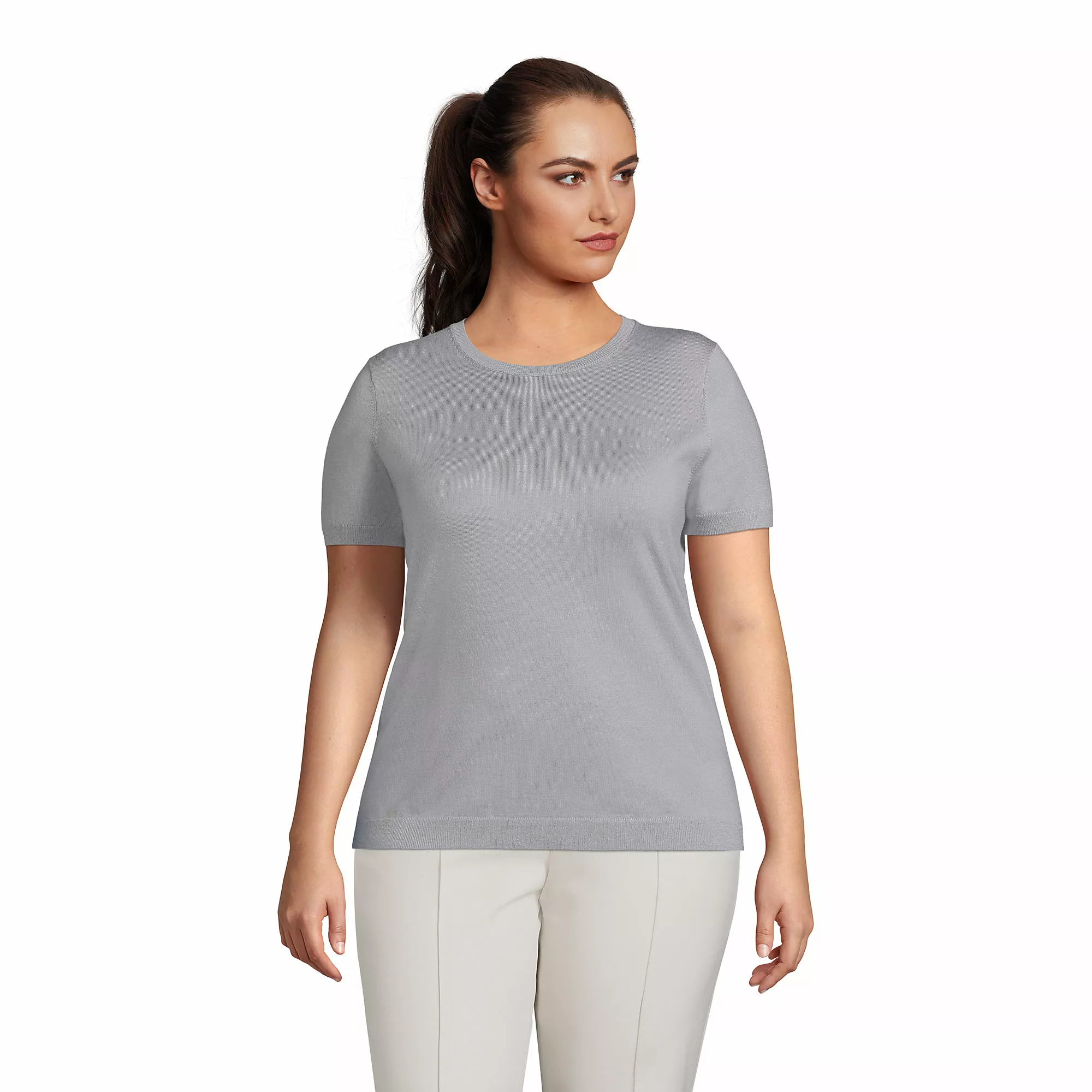Lands' End Women's Plus Size Short Sleeve Performance Sweater