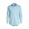 Lands' End Men's Pattern No Iron Supima Pinpoint Button Down Collar Dress Shirt