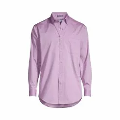 Lands' End Men's Traditional Fit Solid No Iron Supima Pinpoint Buttondown Collar Dress Shirt