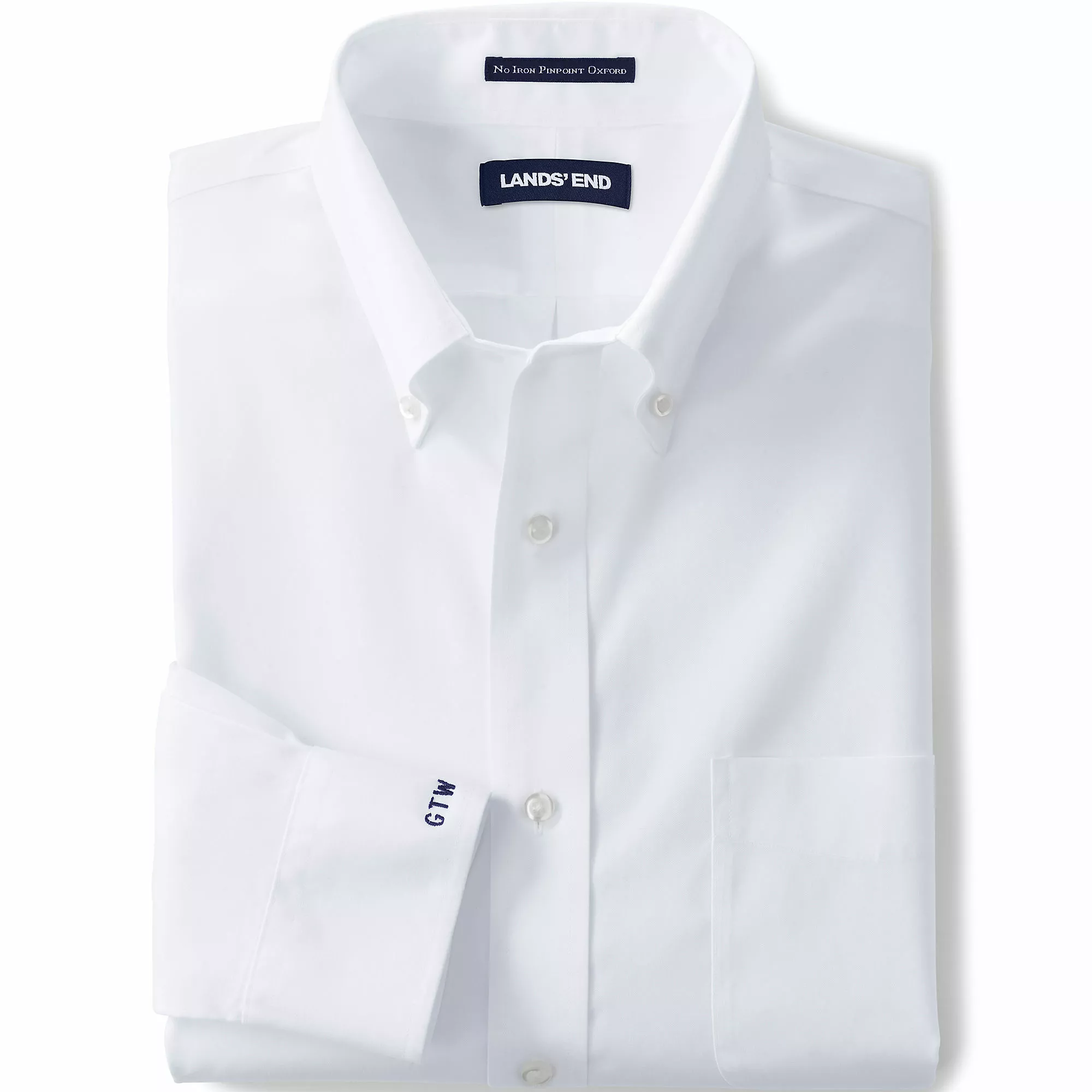 Lands' End Men's Big And Tall Traditional Fit Solid No Iron Supima Pinpoint Buttondown Collar Dress Shirt - Image 6