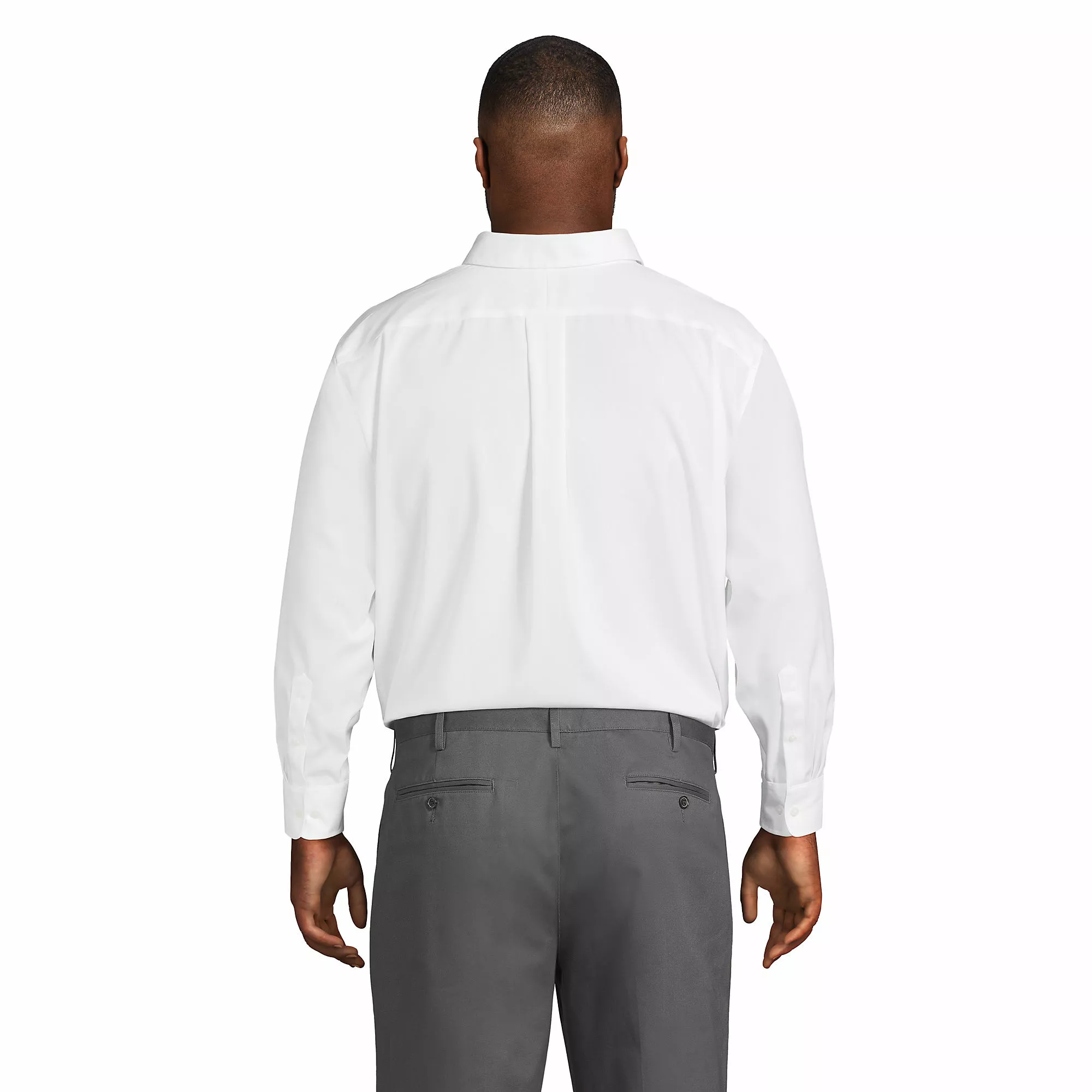 Lands' End Men's Big And Tall Traditional Fit Solid No Iron Supima Pinpoint Buttondown Collar Dress Shirt - Image 2