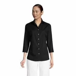 Lands' End Women's 3/4 Sleeve Broadcloth Shirt
