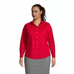 Lands' End Women's Plus Size Long Sleeve Broadcloth Shirt