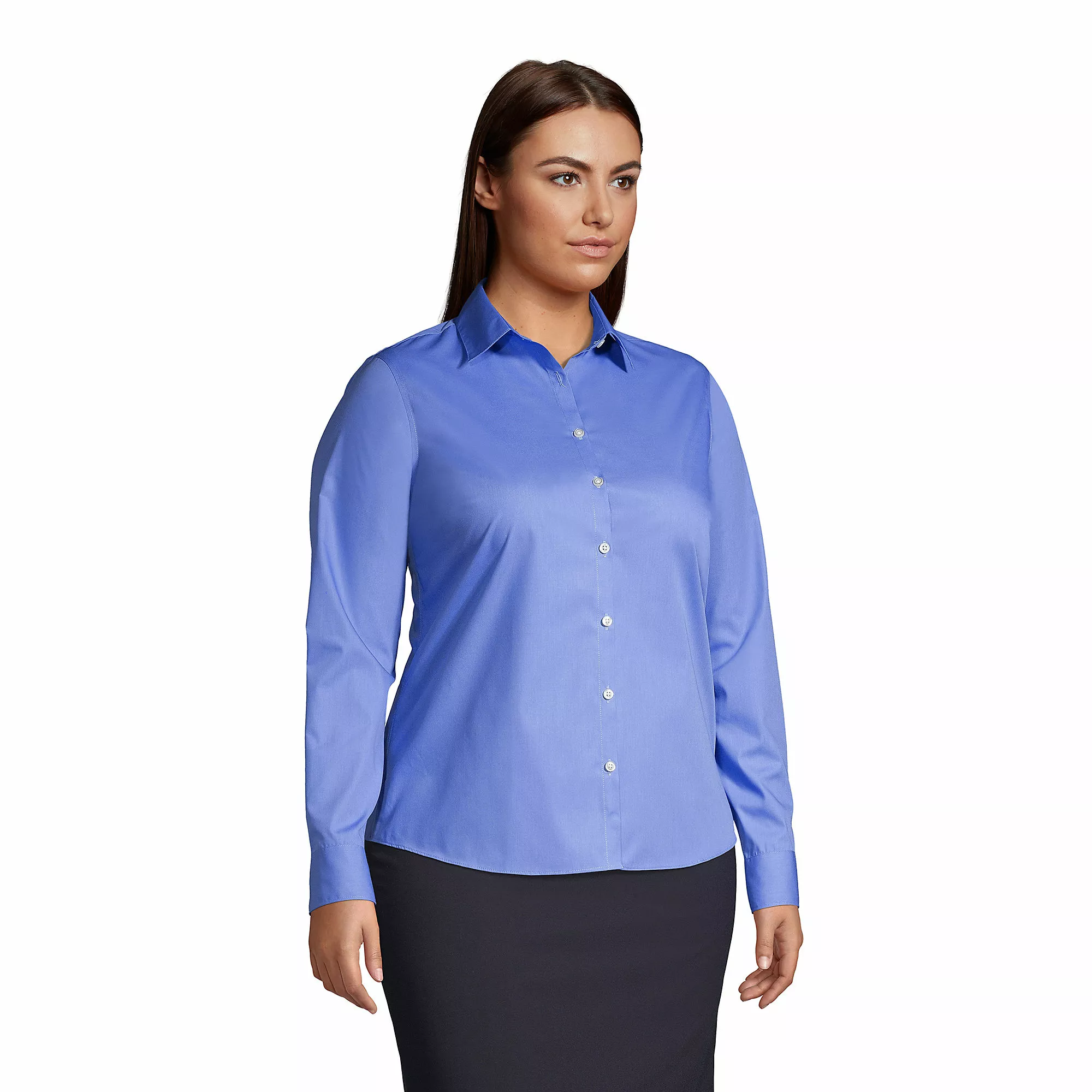 Lands' End Women's Plus Size Long Sleeve Broadcloth Shirt - Image 3