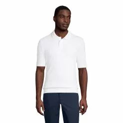 Lands' End Men's Short Sleeve Banded Bottom Polo Shirt