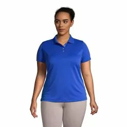 Lands' End Women's Plus Size Short Sleeve Polyester Polo Shirt