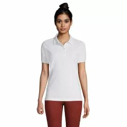 Lands' End Women's Banded Short Sleeve Fem Fit Mesh Polo