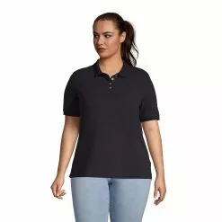 Lands' End Women's Plus Size Banded Short Sleeve Mesh Polo