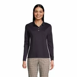 Lands' End Women's Long Sleeve Feminine Fit Pima Polo Shirt