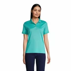 Lands' End Women's Short Sleeve Feminine Fit Banded Pima Polo Shirt