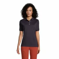 Lands' End Women's Short Sleeve Relaxed Fit Banded Pima Polo Shirt