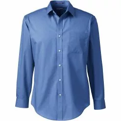 Lands' End Men's Long Sleeve Tailored Straight Collar Broadcloth Dress Shirt