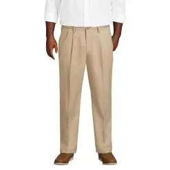 Lands' End Men's Big And Tall Traditional Fit Pleated No Iron Chino Pants